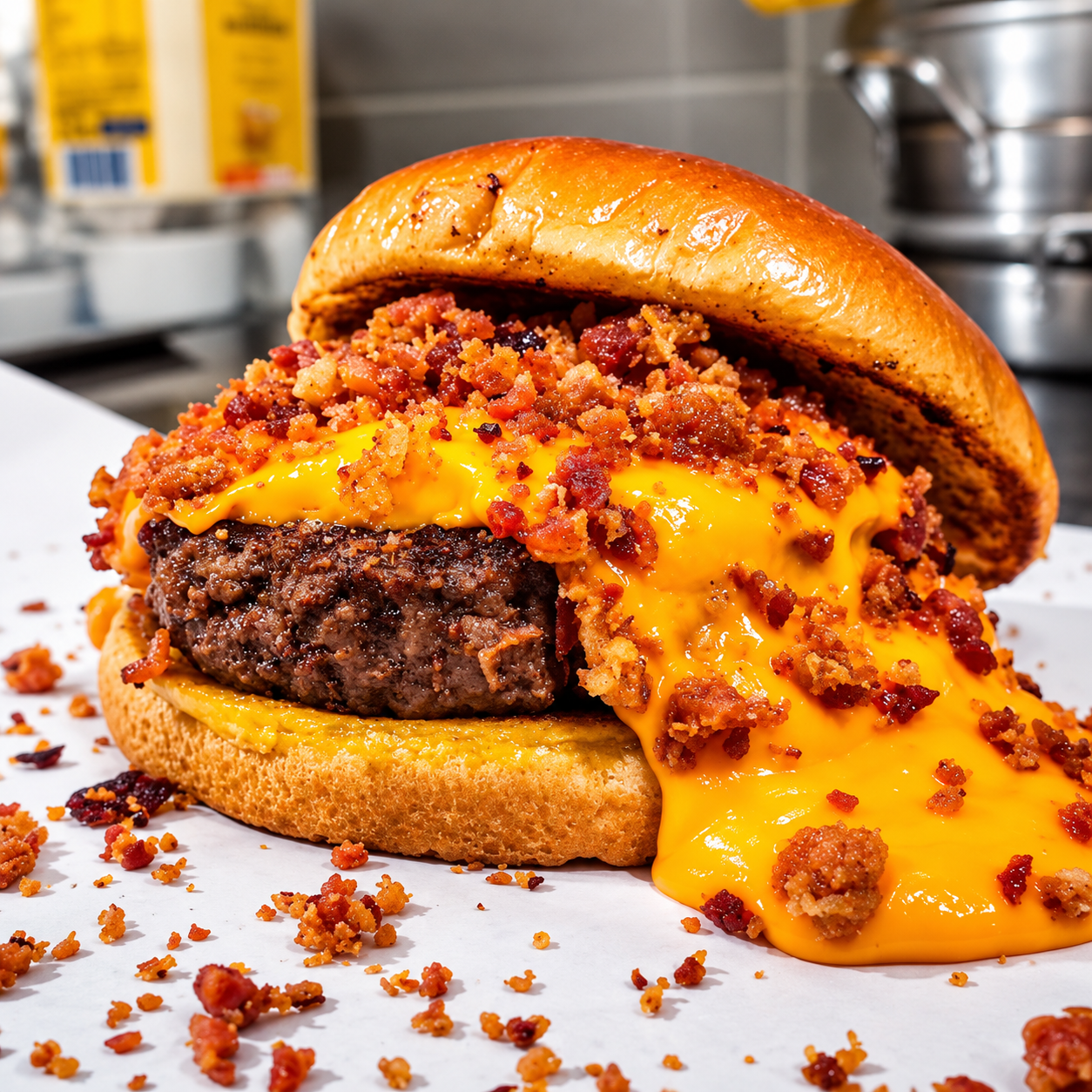 Hambúrguer com cheddar e bacon